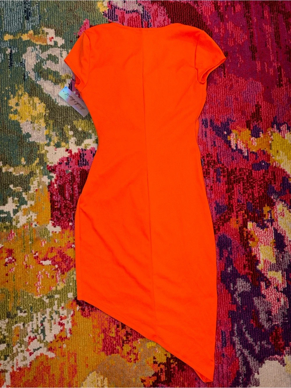 Derek Heart Bright Orange Asymmetrical Surplice Dress Small - Picture 4 of 8